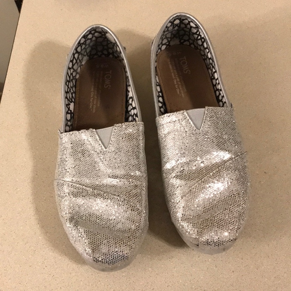 Toms silver sparkle shoes